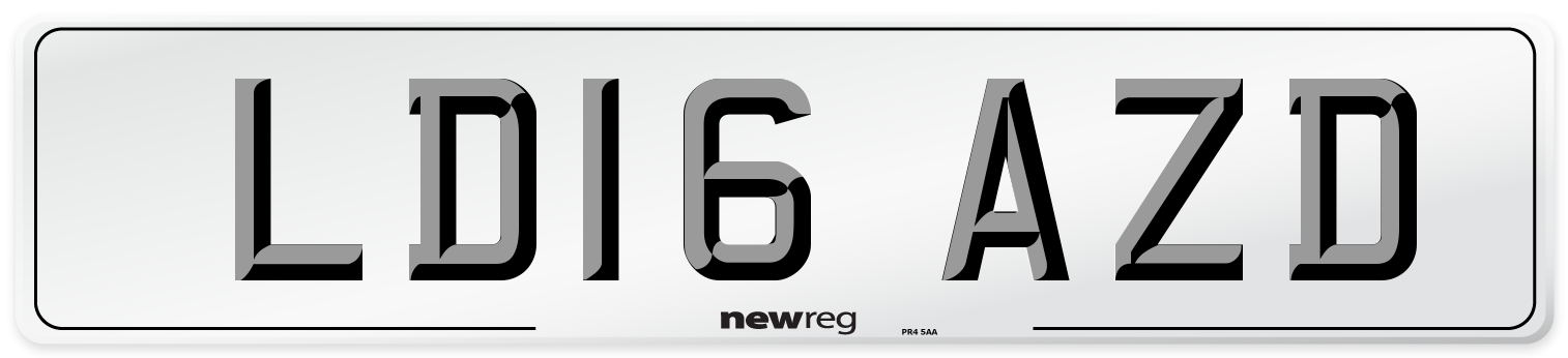 LD16 AZD Number Plate from New Reg